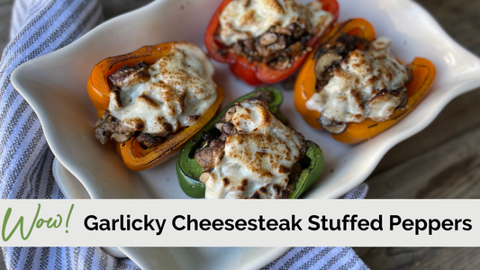 Garlicky Philly Cheesesteak Stuffed Peppers
