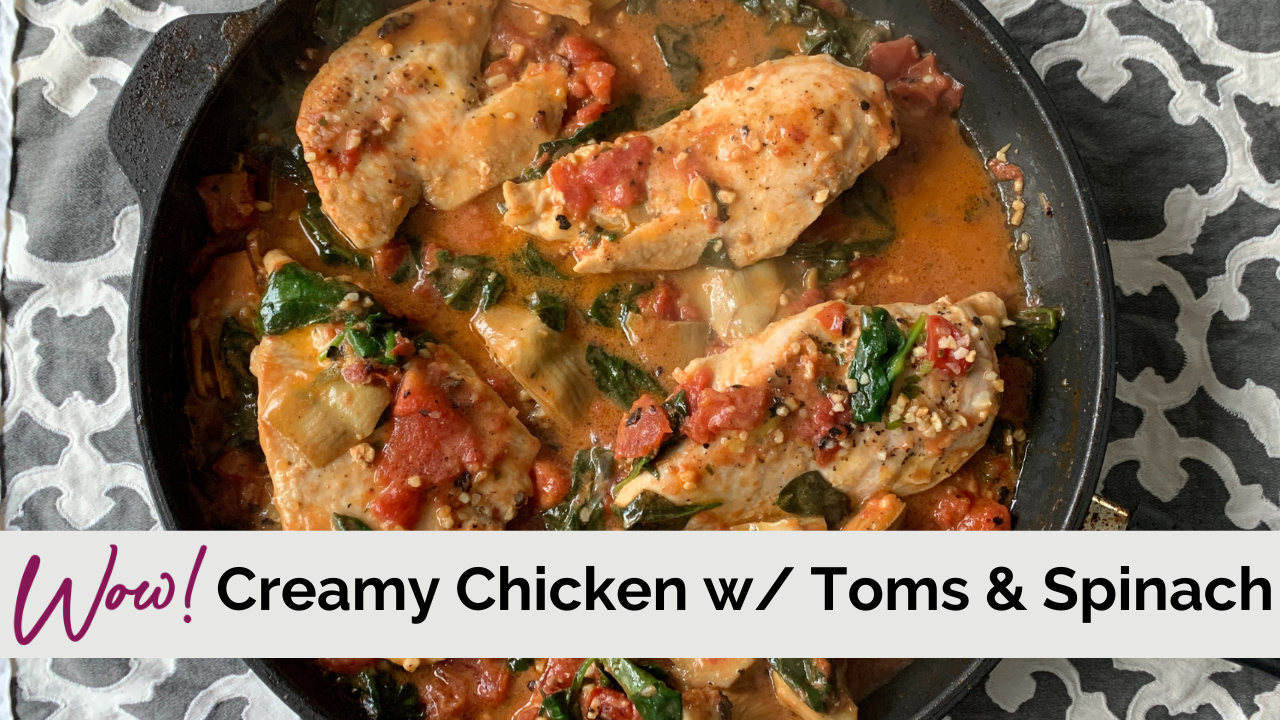 Creamy Chicken with Tomatoes and Spinach - Stacey Hawkins