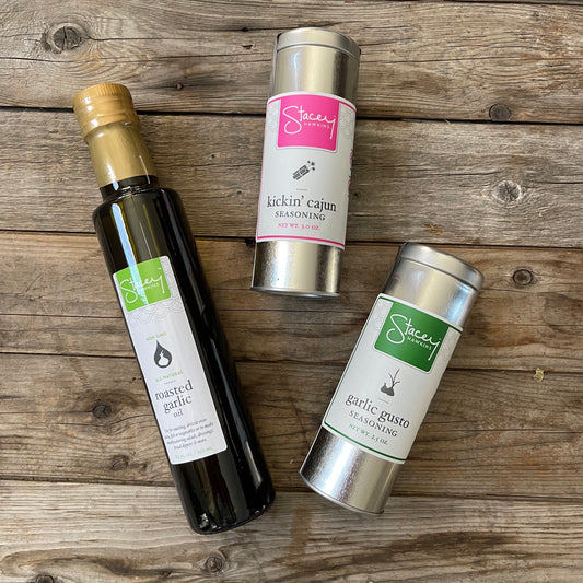 Spice it UP! Bundle- Roasted Garlic Oil, Kickin' Cajun and Garlic Gusto Seasoning