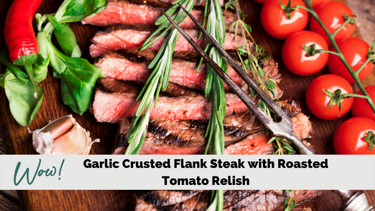 Garlic Crusted Flank Steak with Roasted Tomato Relish (Lean and Green)