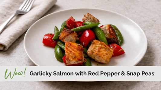 Garlicky Salmon, Red Pepper & Snap Peas
