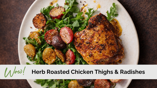 Crispy Chicken Thighs with Herb Roasted Radishes