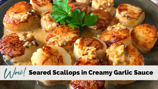 Seared Scallops in Creamy Garlic Sauce
